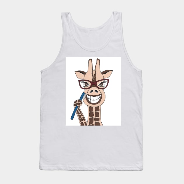 BRUSH Your Teeth Funny Giraffe Painting Tank Top by SartorisArt1